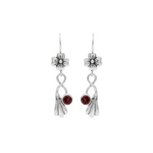 Flower & Infinity Swirl Earrings with Round Gemstones