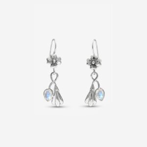 Artisan Silver Flower and Moonstone Dangles