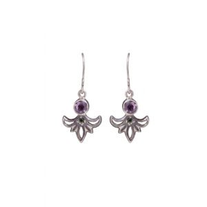 Artisan Amethyst Floral Earrings in Handcrafted Silver