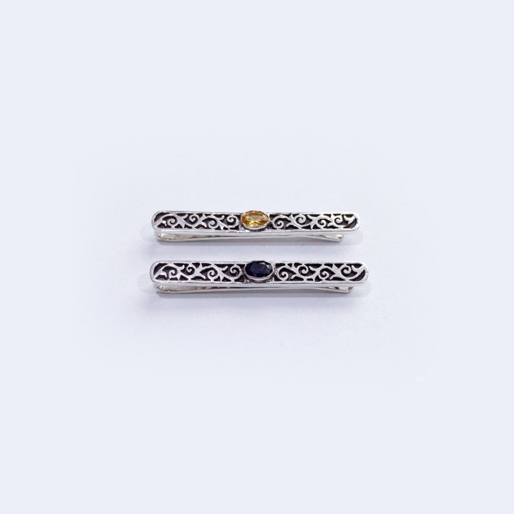 Vintage Style Silver Tie Pin featuring Gemstones