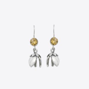 Sterling Silver Citrine Snowdrop Flower Drop Earrings