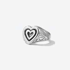 Sterling Silver Double Layer Heart Statement Band Ring