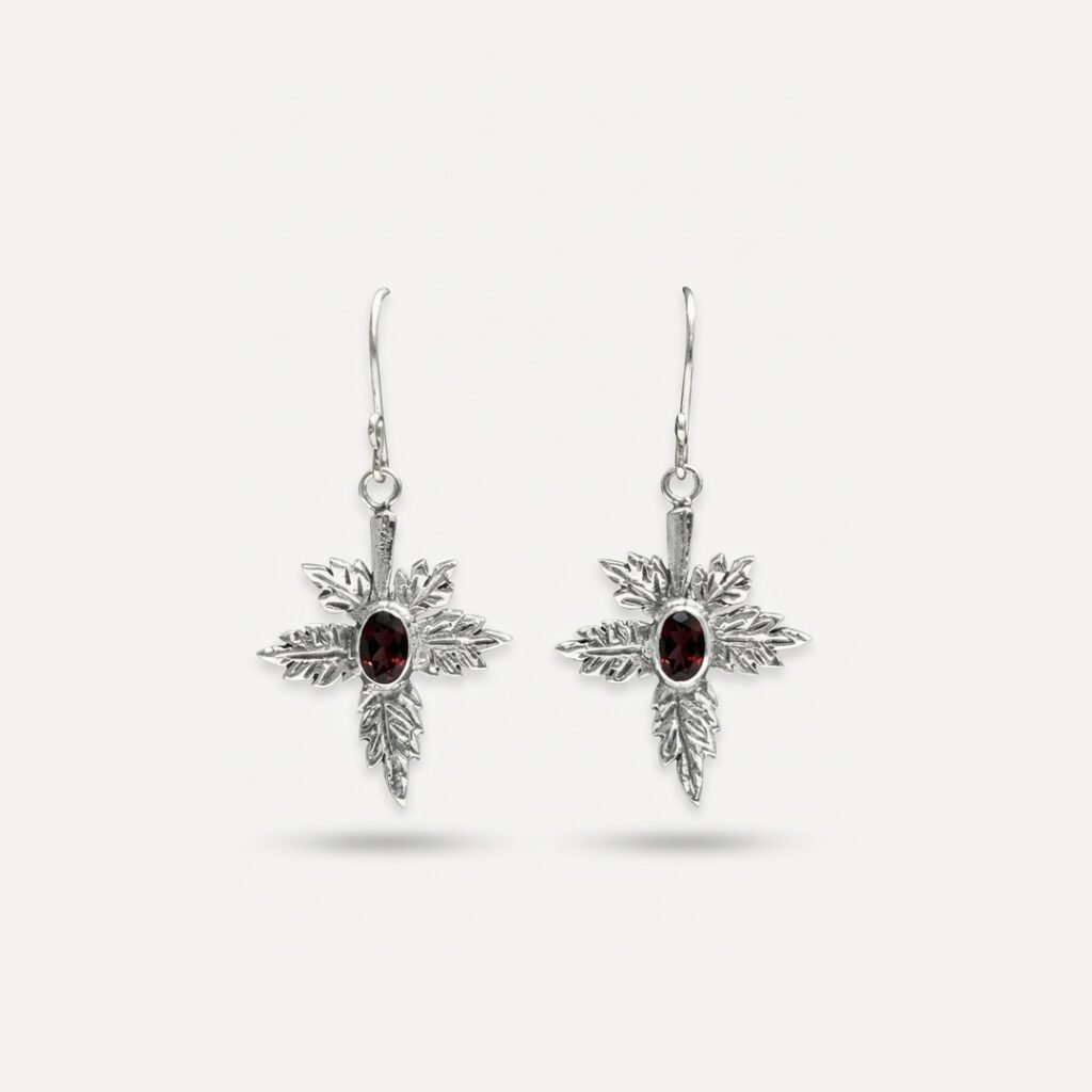 Artisan Silver Filigree Leaf Dangle Turquoise Earrings