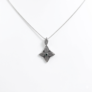 Minimalist Silver Star Necklace with Deep Red Garnet Accent