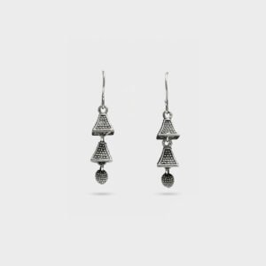 Sterling Silver Tribal Triangle Tassel Drop Earrings