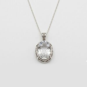 Handcrafted Silver Filigree Necklace with White Topaz Gemstone