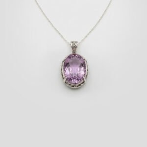 Vintage Style Silver Pendant featuring Natural Amethyst