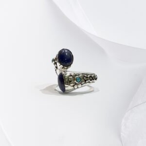 Lapis Lazuli Dual Stone Flower Statement Ring