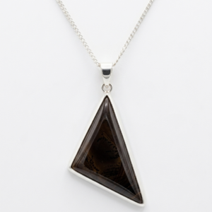Sterling Silver Asymmetrical Triangle Pendant with Bi-Color Jasper