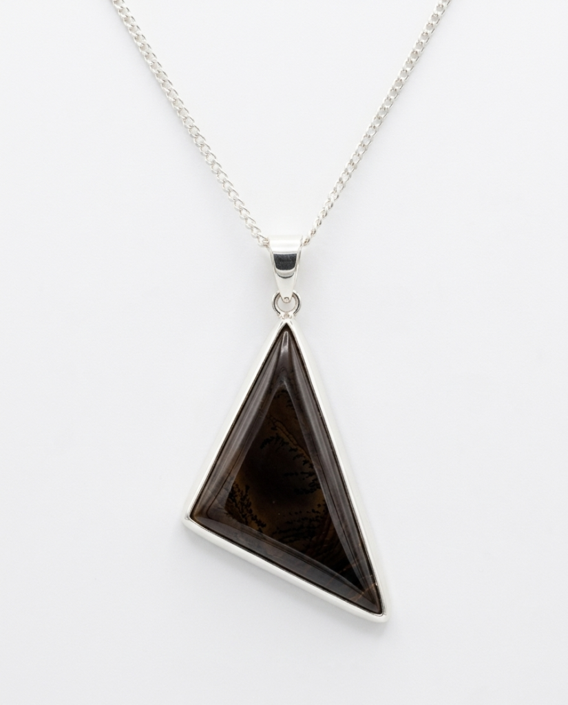 Sterling Silver Asymmetrical Triangle Pendant with Bi-Color Jasper
