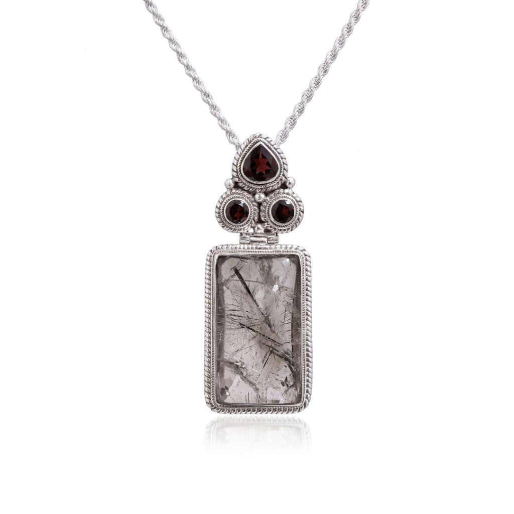 Handcrafted Silver Pendent with Rutile Quartz stone