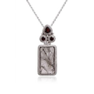 Handcrafted Silver Pendent with Rutile Quartz stone