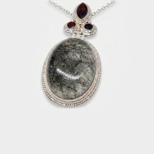 Vintage Style Silver Rutilated Quartz Rope Pendant