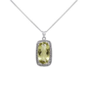 Handcrafted Silver Pendent with Fine cut Lemon Quartz Stone