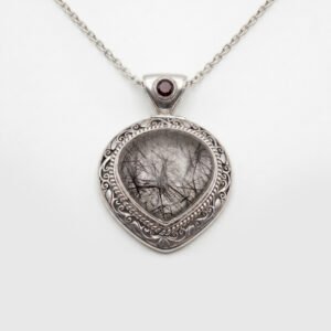 Sterling Silver Rutilated Quartz Filigree Pendant Necklace