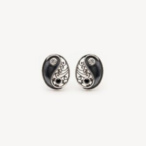 Sterling Silver Yin Yang Stud Earrings