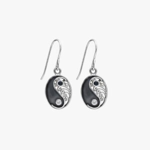 Sterling Silver Yin Yang Filigree Drop Earrings