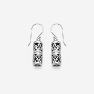 Handcrafted Silver Scrollwork Cylinder Drop Dangles