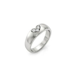 Sterling Silver Heart Ring with Sparkling Cubic Zirconia Stones