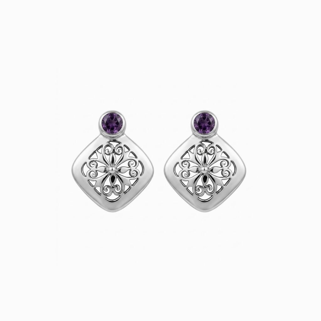 Handcrafted silver earrings with multiple stone options
