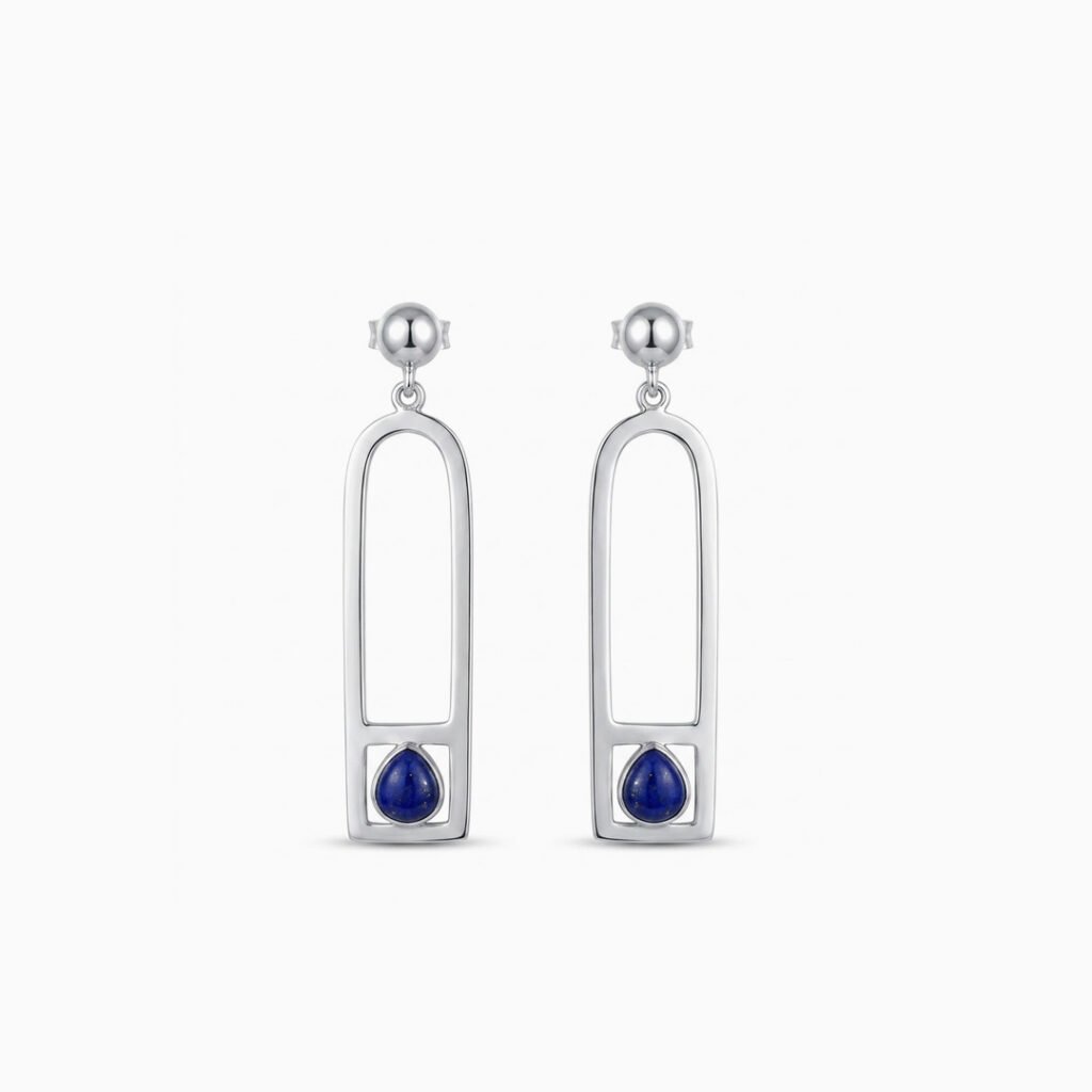 Eclipse Arch Drop Earrings with Lapis stone