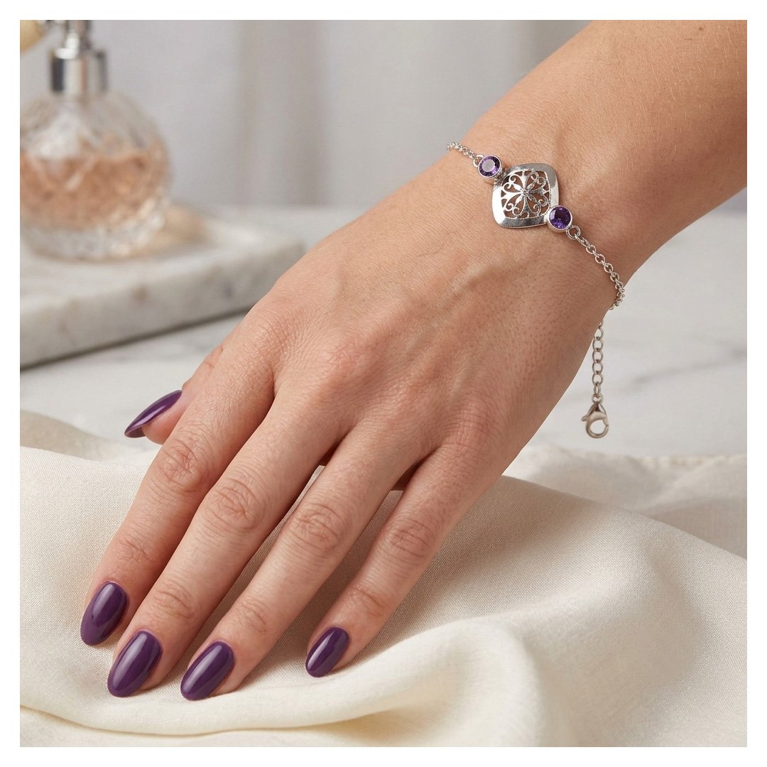 Amethyst Filigree Lattice Bracelet - Image 2
