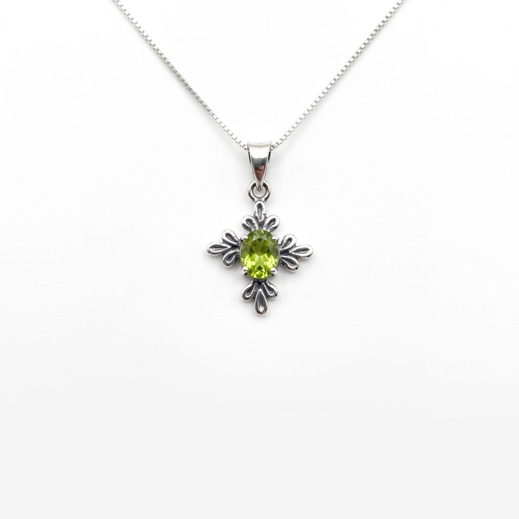 Heritage Cross Peridot Pendant Necklace | Citrine