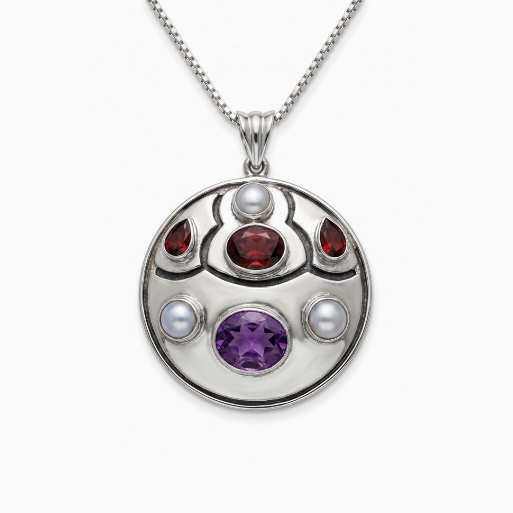 Regal Mosaic Medallion Pendant Necklace