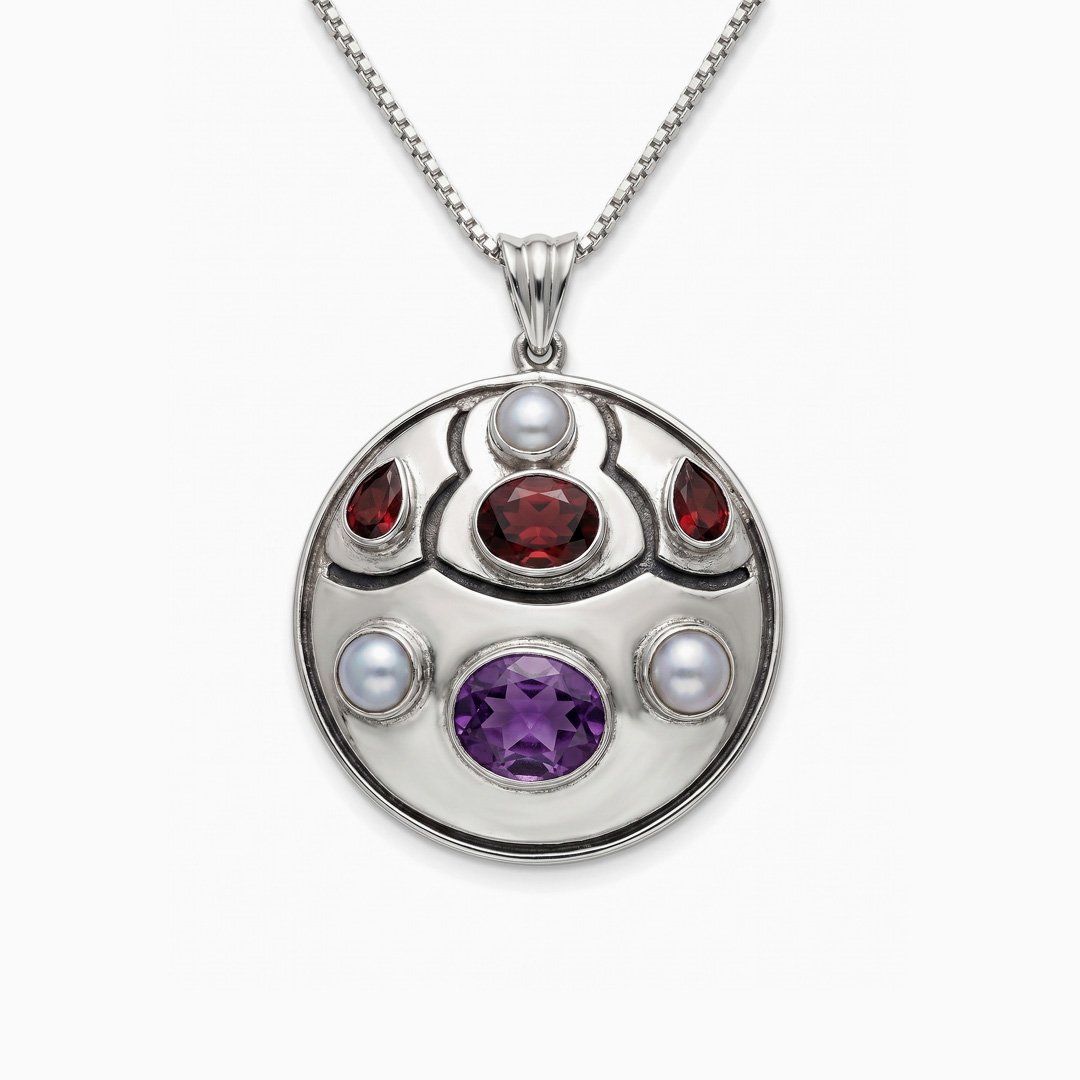 Regal Mosaic Medallion Pendant Necklace