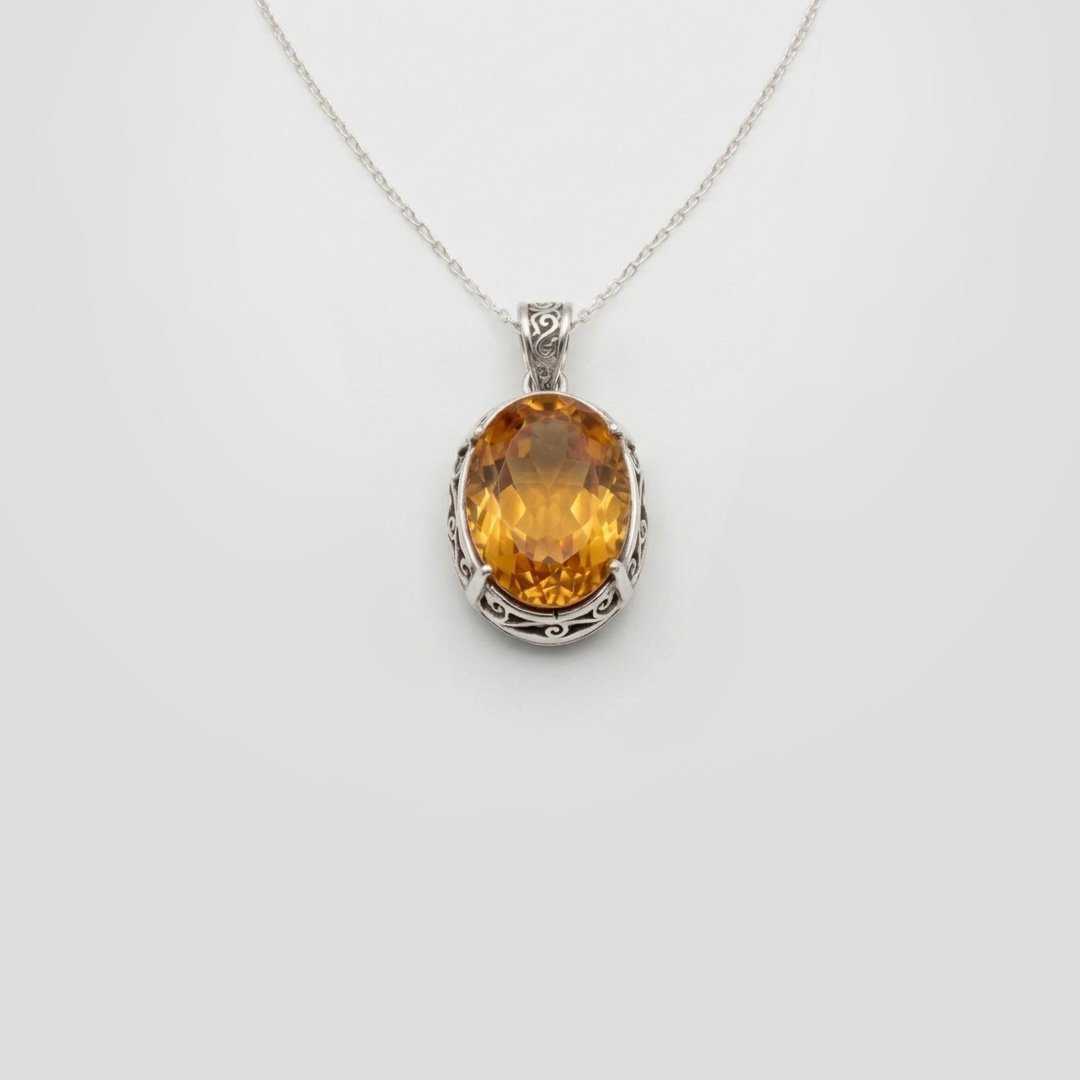 Crimson Scroll Oval Pendant Necklace - Image 6