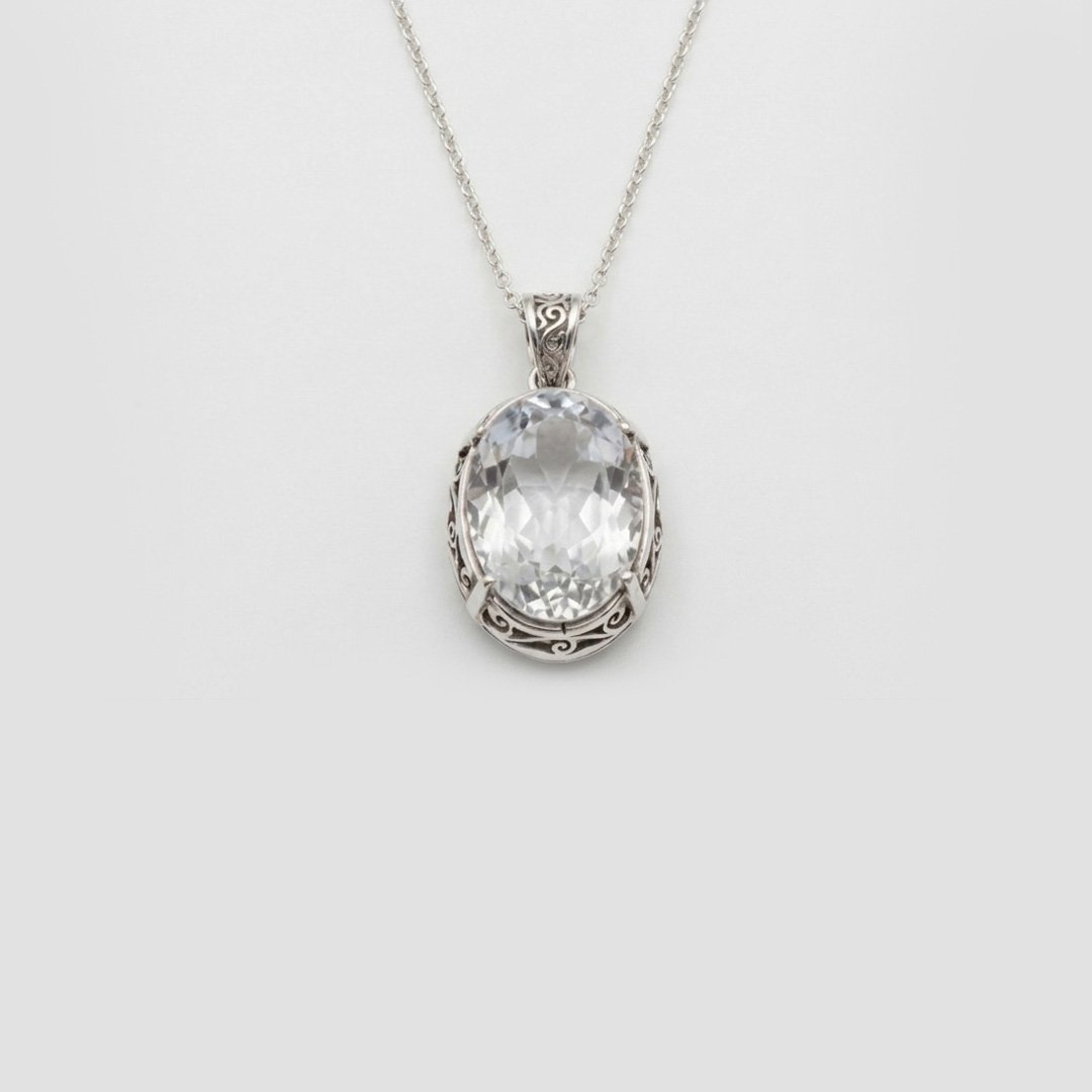 Crimson Scroll Oval Pendant Necklace - Image 5