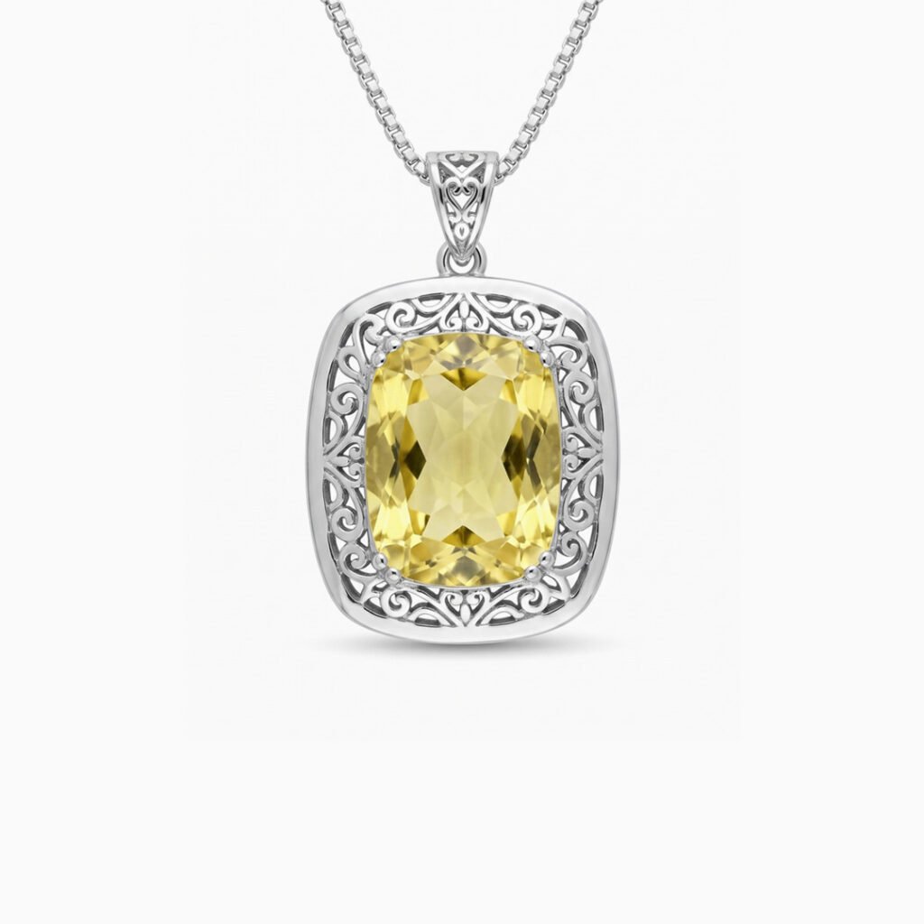 Radiant Cushion Filigree Pendant Necklace