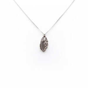 Smoky Quartz Scroll Filigree Pendant Necklace