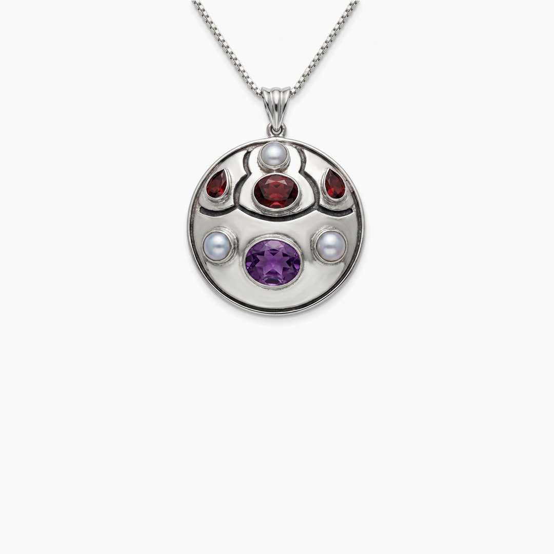 Regal Mosaic Medallion Pendant Necklace - Image 2
