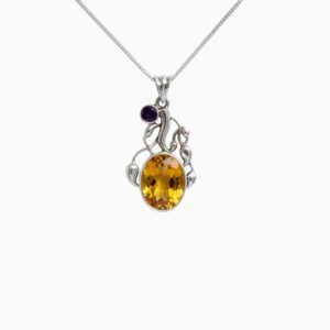 Citrine Blossom Amethyst Accent Pendant Necklace